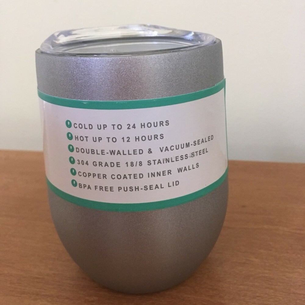 Insulated Silver 9 ounce Wine Coffee Tumbler Cup